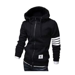 Deer Gary Black Long Sleeve Hoodie Full Front Zip Jacket Mens Medium Zuevi OO